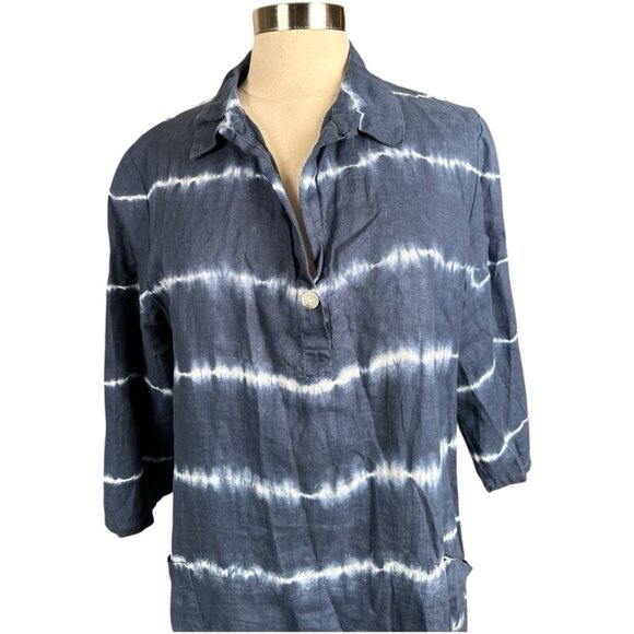 XCVI Top Womens Large L tie-dye lagen look casual artsy artist tunic 100% linen - Picture 6 of 15